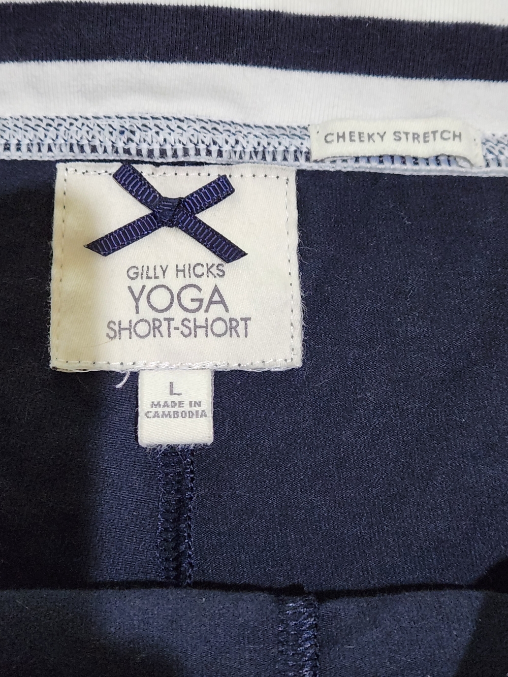 Gilly Hicks Navy Yoga Shorts with White Stripe Foldover Waist - Offers Welcomed - Picture 2 of 3